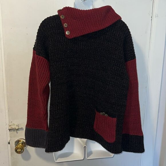 MARGARET WINTERS Cowl Neck Color Block Knit Double-Sided Sweater-S - Picture 4 of 11